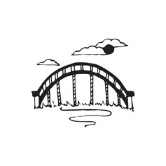 Handdrawn landscape element, Nature, Drawing, bridge, arch bridge