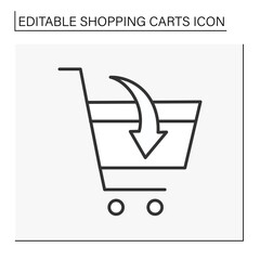  Shopping line icon. Shopaholism. Shopping cart abandonment. Shopping cart concept. Isolated vector illustration. Editable stroke