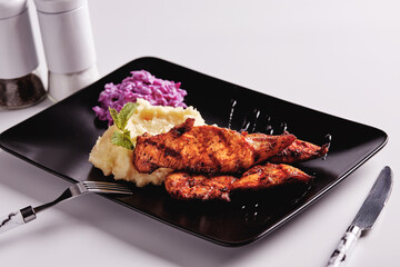 mashed potatoes with grilled chicken breast