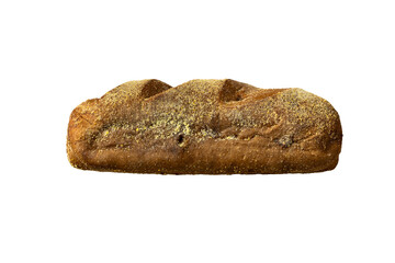 dark australian bread isolated over white background