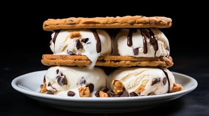 A nostalgic ice cream sandwich with chocolate chip cookies