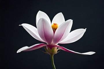 a single Magnolia flower on tha black background