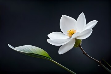 a single Magnolia flower on tha black background