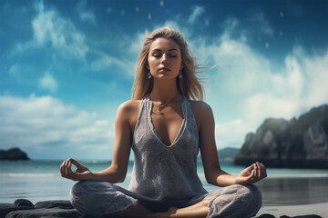 Fototapeta na wymiar Frau bei der Meditation