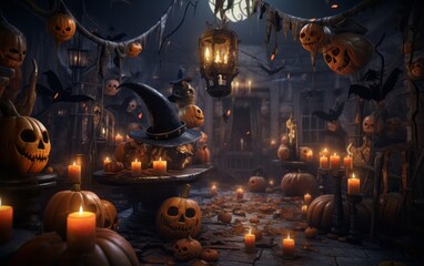 Obraz na płótnie Canvas Enchanting Halloween Pumpkin Party: A Spooky October Celebration