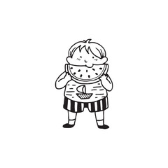 Handdrawn kid illustration, child drawing, cute kid