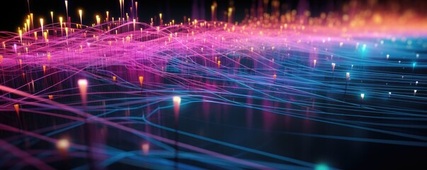Fototapeta premium Abstract optical fiber lines, concept of network technology and data transfer