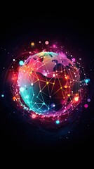 Obraz premium Global network connection, colorful abstract background
