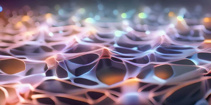 Network connection structure. Futuristic colorful background with connecting dots and lines created with AI	