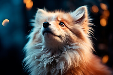 Obraz premium dog australian shepherd in a winter forest. pet, pet animal, pet, nature, animal