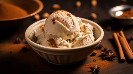A swirl of chai tea ice cream, infused with aromatic spices