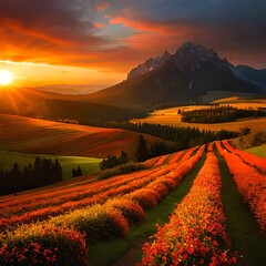 "Hyper-Realism: Autumn's Enchanting Sunset"