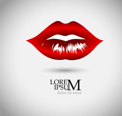 Logo red lips. Vector illustration