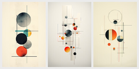 Collection of abstract minimalistic modern background design for wall decoration, poster, postcard