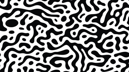 Abstract liquid doodle shape seamless pattern. Creative minimalist style art background, trendy design with basic shapes. Modern black and white wallpaper print backdrop