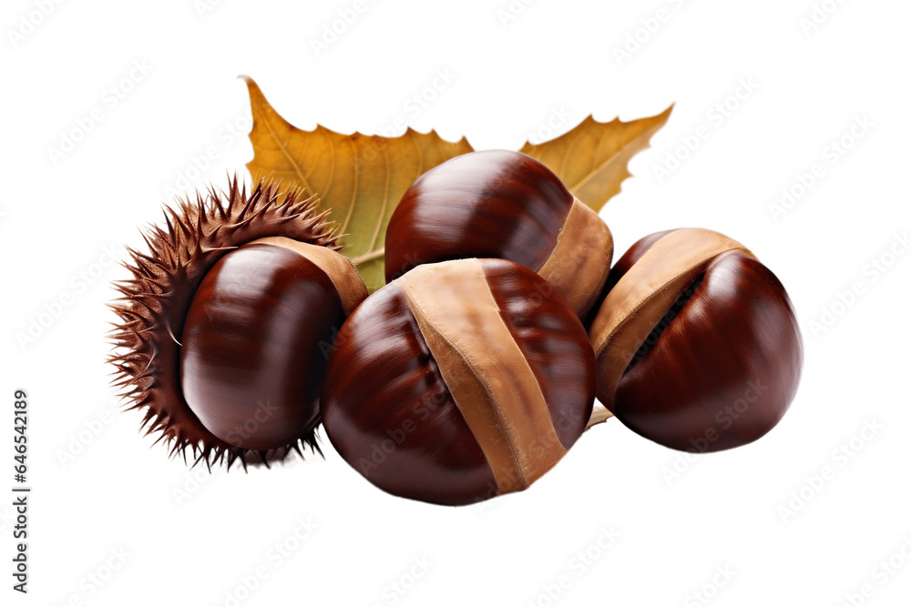 Wall mural Chestnuts on Transparent Background. AI - Wall murals