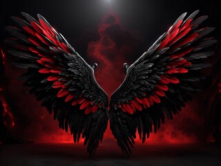 Angel Wings Black Red Backdrop Digital Background 