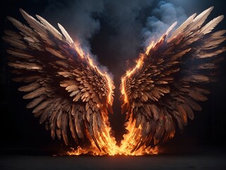 Angel Wings Fire Burning Backdrop Digital Background 