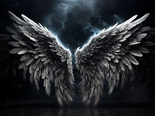 Angel Wings Thunder Clouds Backdrop Digital Background 