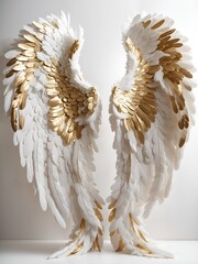 Angel Wings White Gold Digital Backdrop Background 