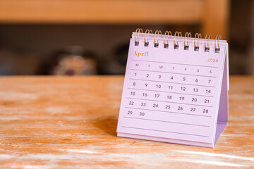 April 2024 Calendar - month page - obrazy, fototapety, plakaty