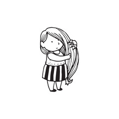 Handdrawn kid illustration, child drawing, cute kid, toddler, girl