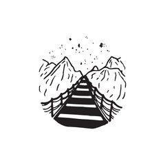 Landscape handdrawn illustration, nature drawing