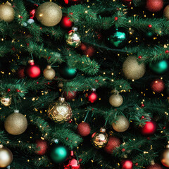 Obraz na płótnie Canvas Decorated Christmas Tree background seamless