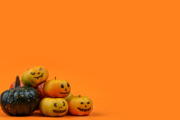 Halloween concept, composition with pumpkins and more
