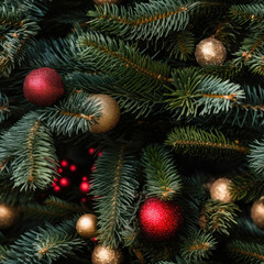 Decorated Christmas Tree background seamless