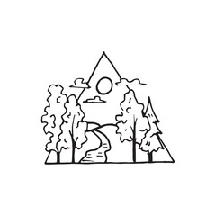 Landscape handdrawn illustration, nature drawing