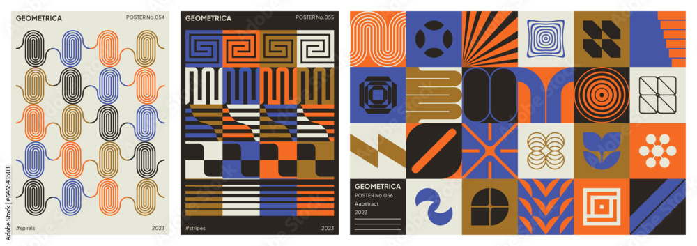 Wall mural neo geometric patterns with abstract and modern shapes.