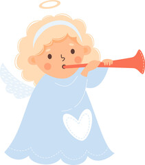 Christmas  angel girl with trumpet