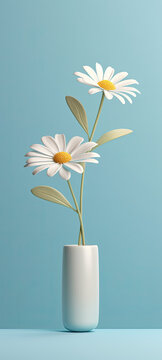 A daisy on blue background with a flower on it