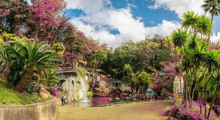 Crédence de cuisine en verre imprimé Jardin Landscape with tropical garden in the Monte Palace, Funchal, Madeira island
