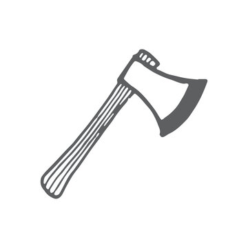 ax with wooden handle drawing, ax, axe illustration