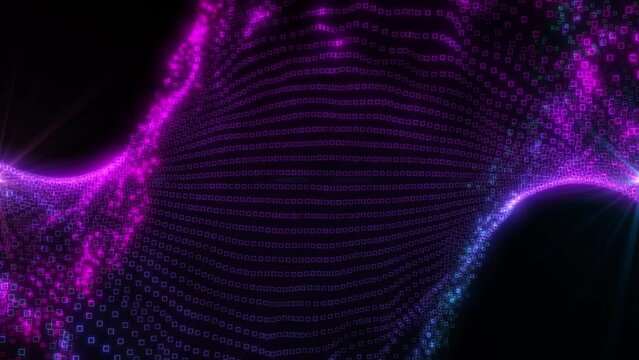 Digital Square Shape Animation High Tech Background, Futuristic Computer Data And Digital Data Transfer Block Chain Animation Background, High Tech Background With Glowing Square Shape With Lance Effe