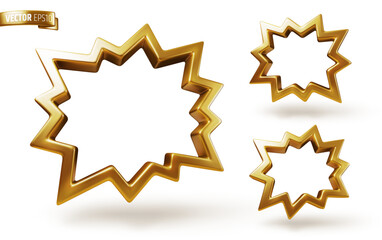 Vector realistic gold bursts on a white background.
