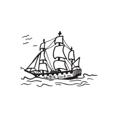 Landscape handdrawn illustration, nature drawing