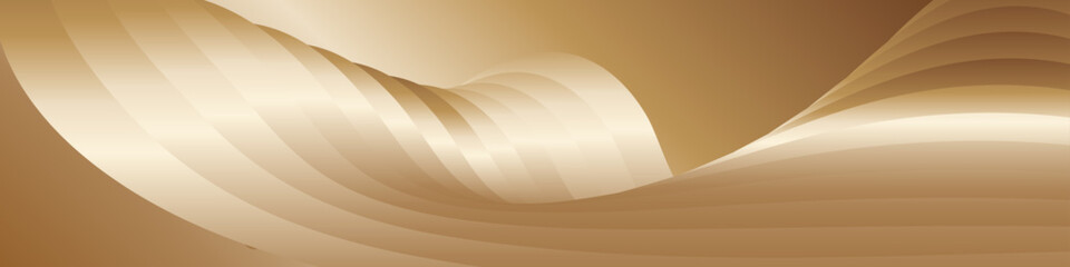 Wavy golden parallel gradient lines, ribbons, silk. Golden with shades of yellow background, banner, poster. eps vector