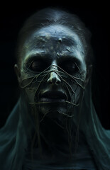 Horror possessed witch came from the darkness world, horror movie poster, low light, dramatic poster, zombie world