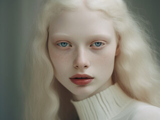 Fototapeta premium Portrait of beautiful young albino woman