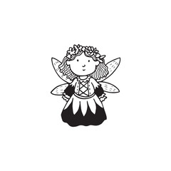 Handdrawn kid illustration, child drawing, cute kid, wizard girl, fairy girl