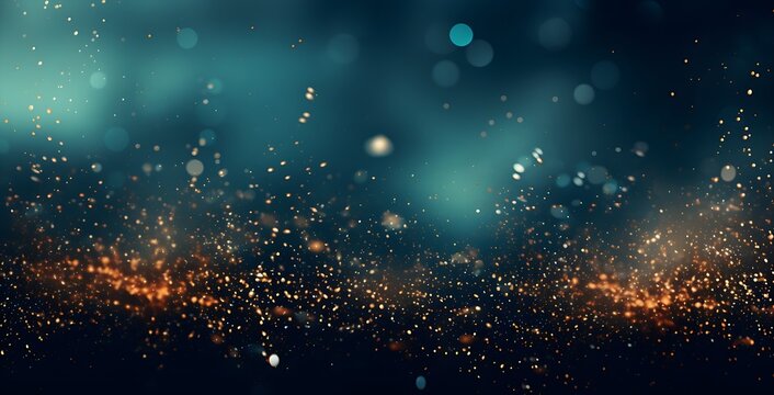 Golden Festive Elegance: Abstract Blue and Gold Sparkles, Abstract Background with Dark Blue and Gold Particles Web