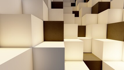 Abstract architecture background geometric pattern walls 3d render