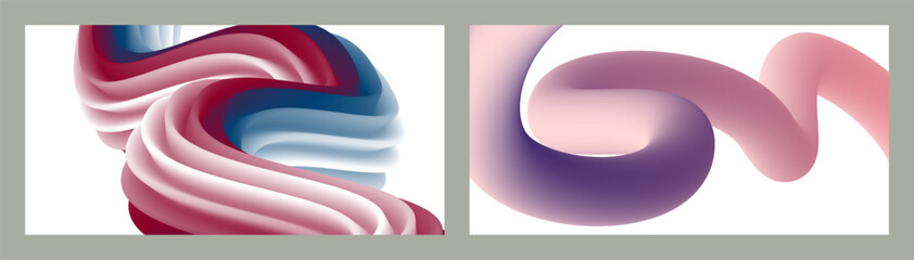 Abstract volumetric background. Cords. set of two illustrations. Toothpaste in a tube. Minimalism. Creative modern background. Cover design, wallpaper, background. eps vector.