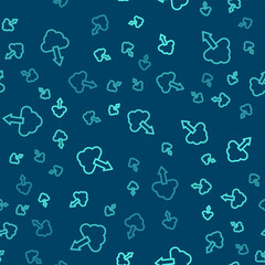 Green line Cloud download icon isolated seamless pattern on blue background. Vector