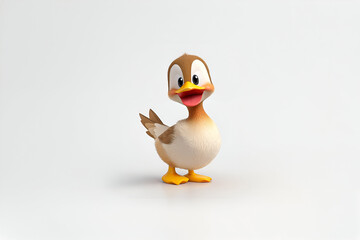 3D character style happy smiling duck portrait isolated on empty white background - Generative AI