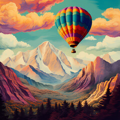 Colorful hot air balloon.Generative ai image