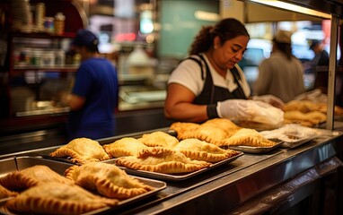 Empanadas sold in a street market